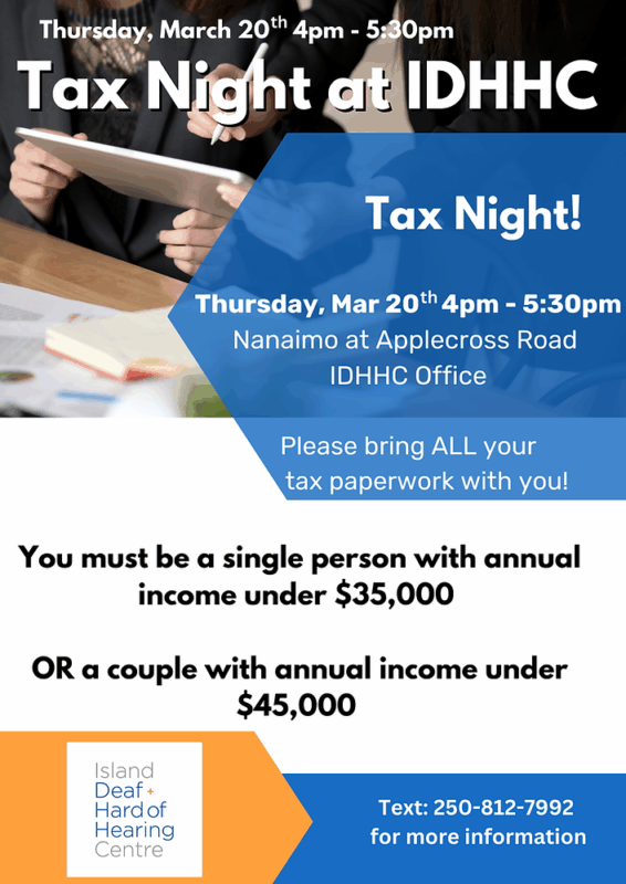 IDHHC Nanaimo- Tax Night